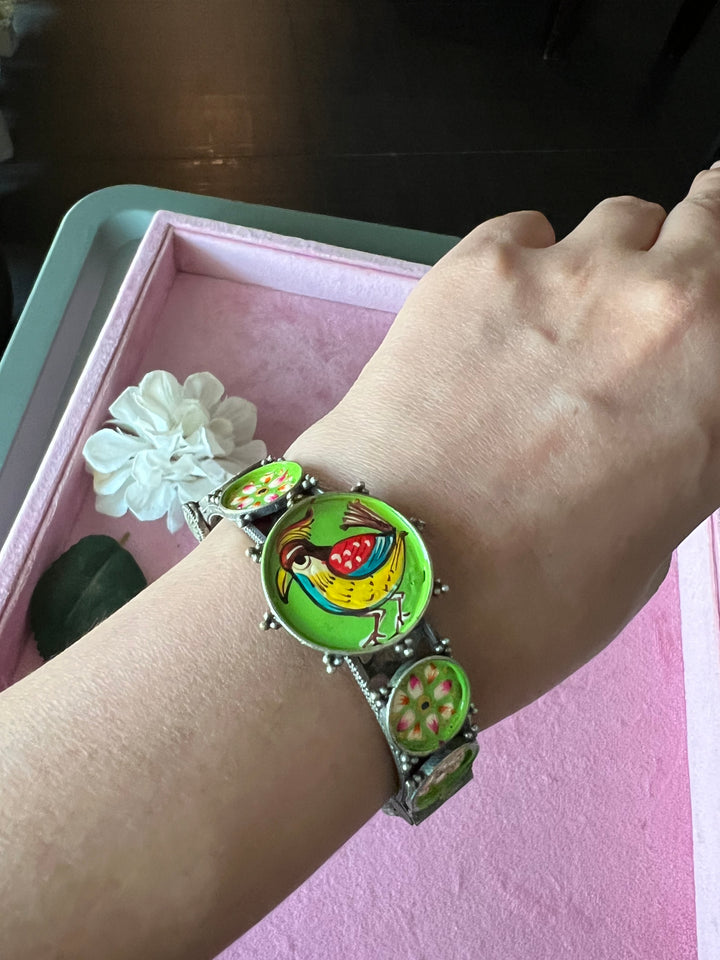 Antique Handpainted Bird Bangle
