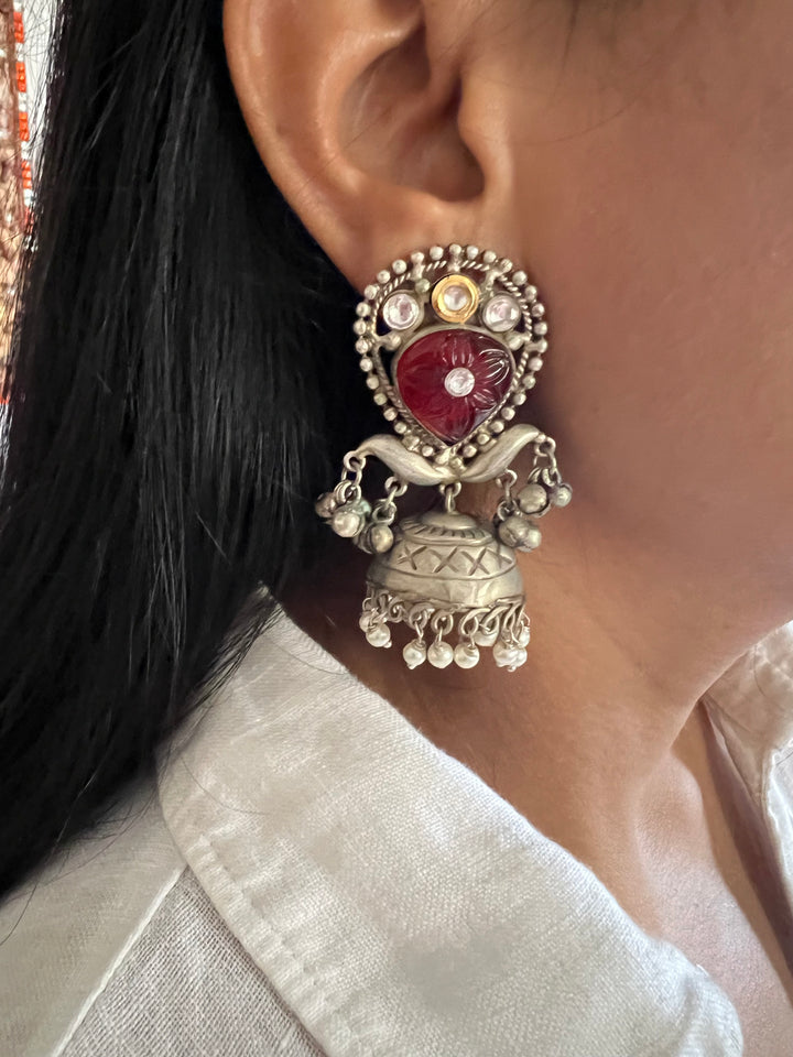 Designer Carved Stone Jhumka Earrings - Premium Quality, Exquisite Craftsmanship