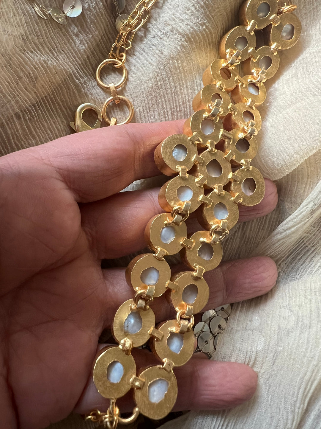 Pearl Choker Necklace | Gold Polish | Adjustable Fit