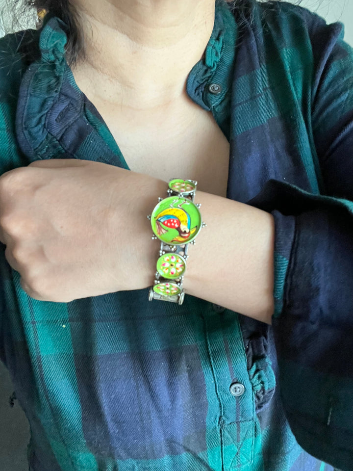 Antique Handpainted Bird Bangle