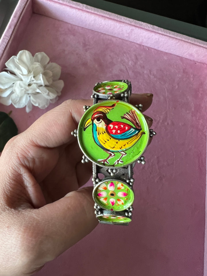 Antique Handpainted Bird Bangle