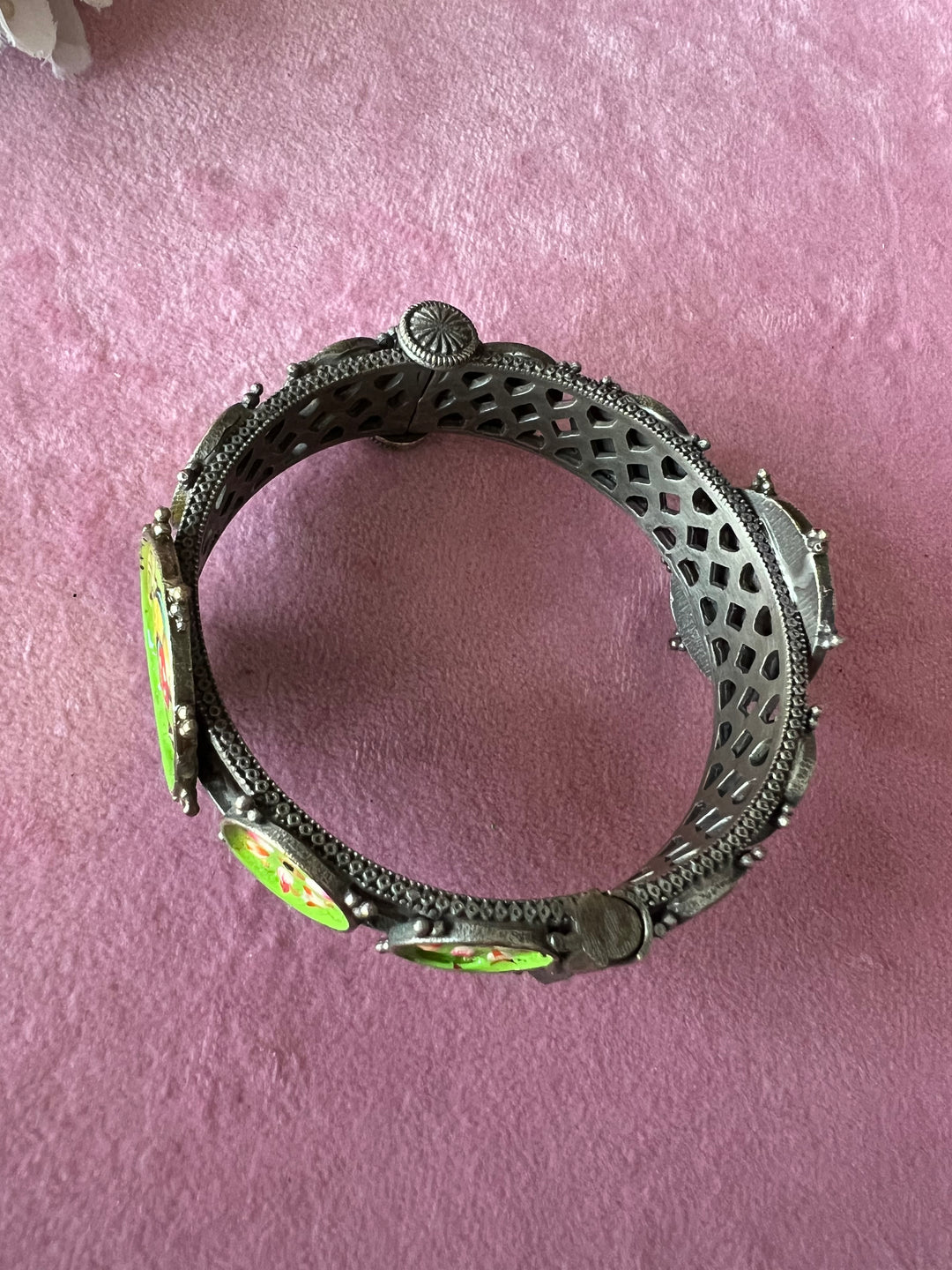 Antique Handpainted Bird Bangle