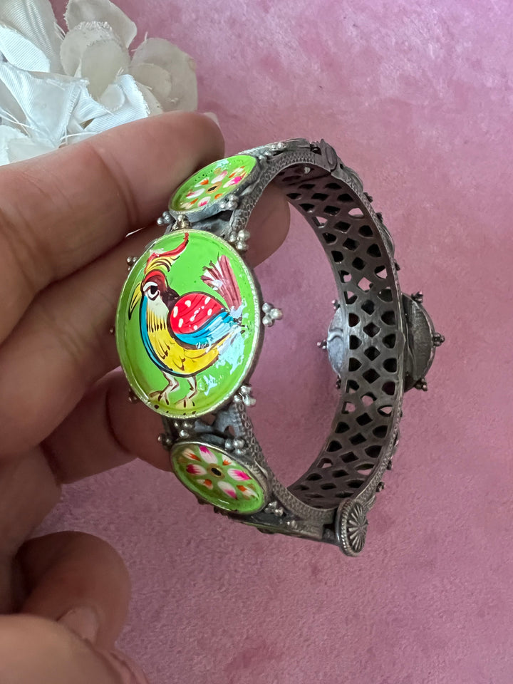 Antique Handpainted Bird Bangle