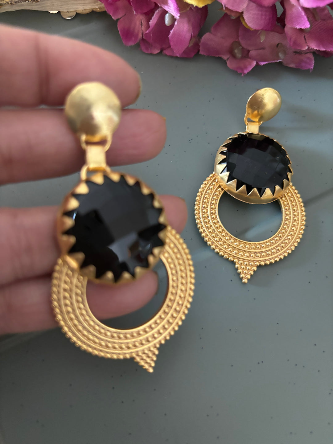 Black Onyx Statement Earrings