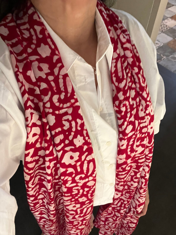 Shivka Modal Silk Batik Print Stole