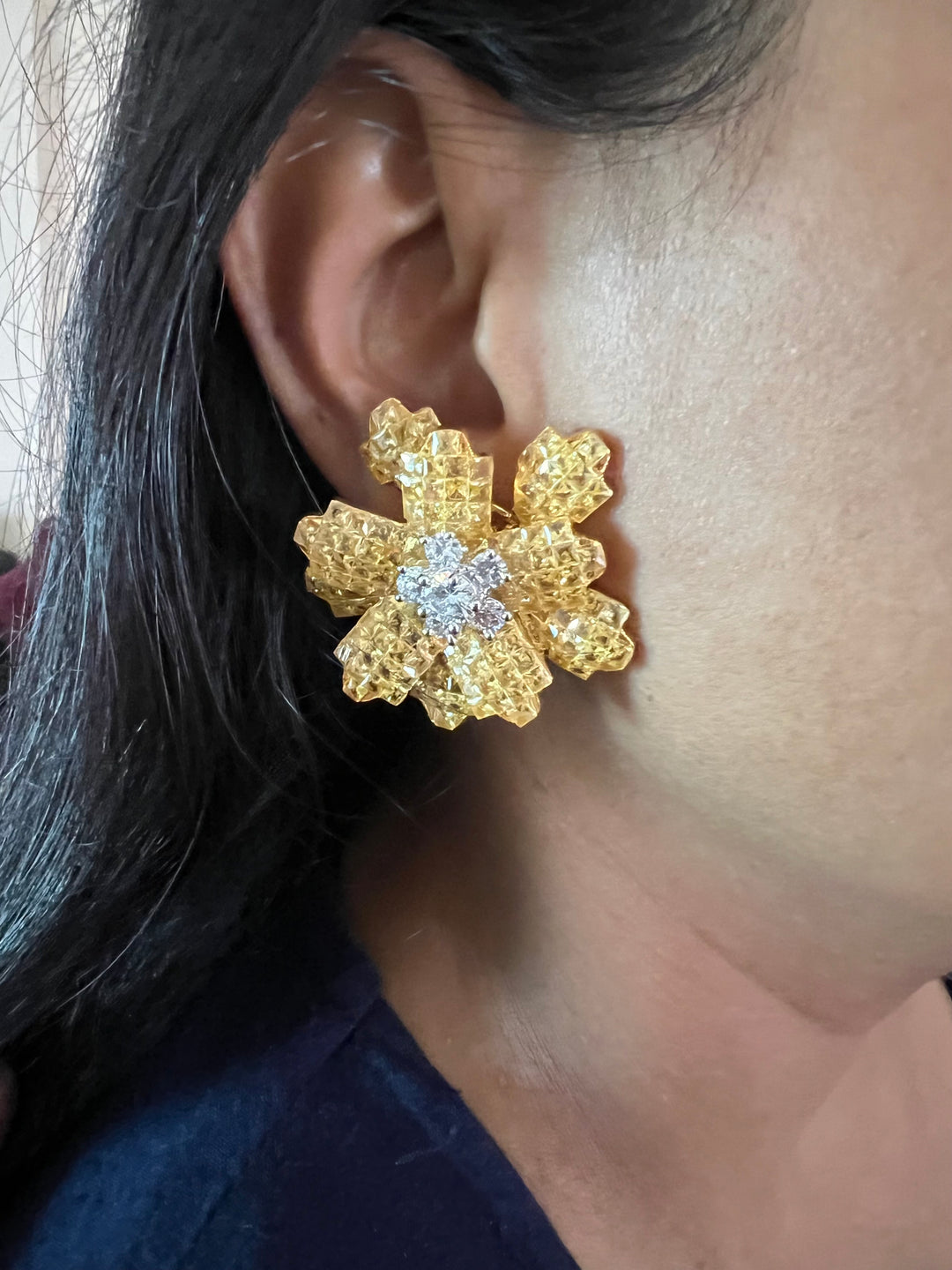 CZ Flower Stud Earrings