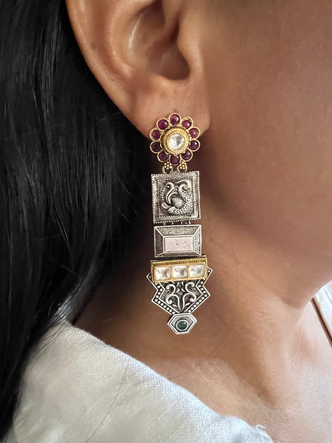 Designer Kundan Fusion Earrings