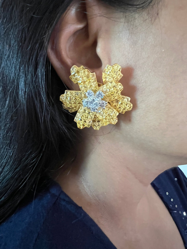 CZ Flower Stud Earrings