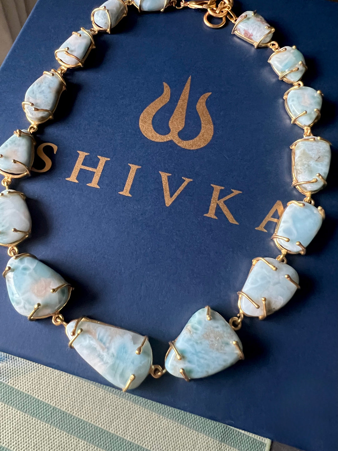 Statement Larimar Stone Necklace