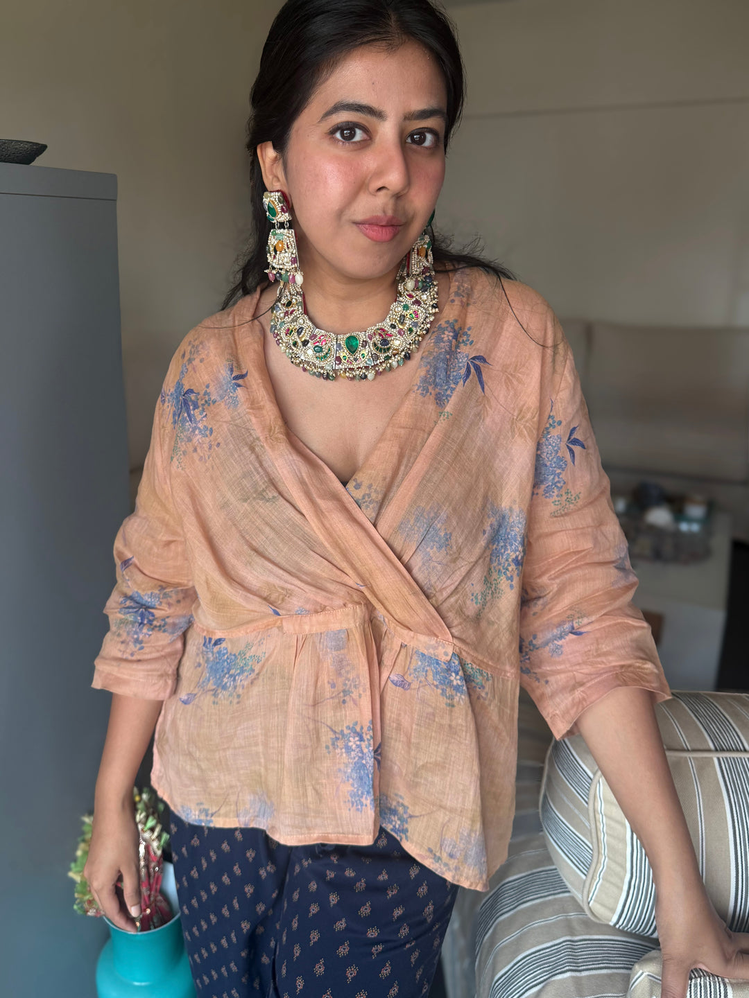 Handmade 925 Silver Nakhra Gemstone Necklace Set | SHIVKA