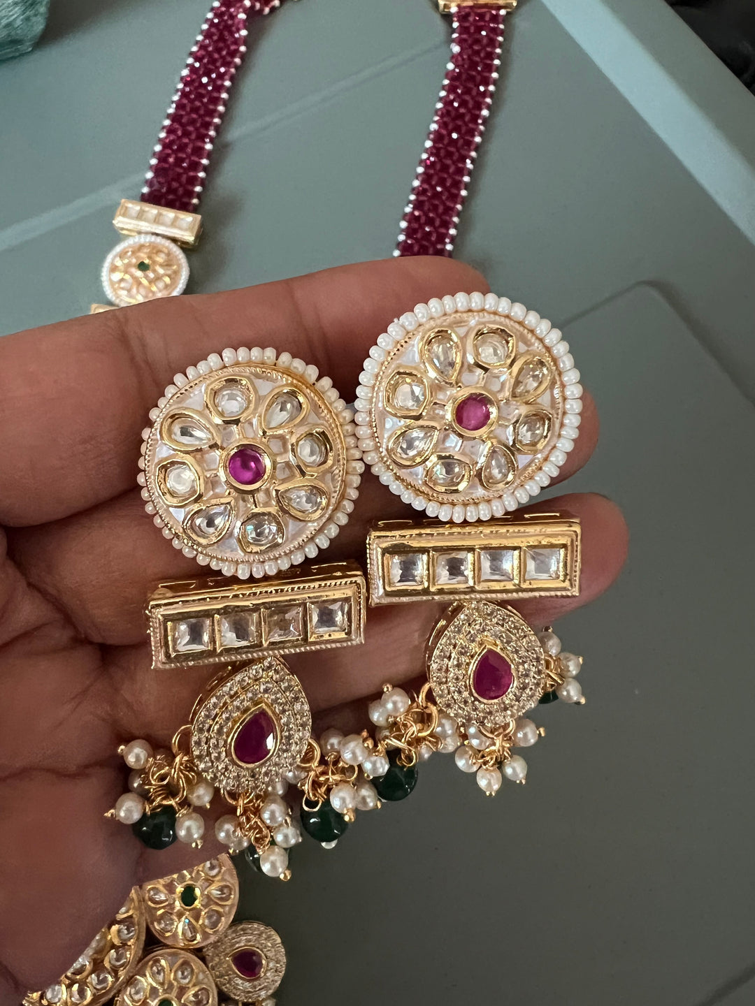 Beautiful Kundan Pendant Long Necklace with Earrings