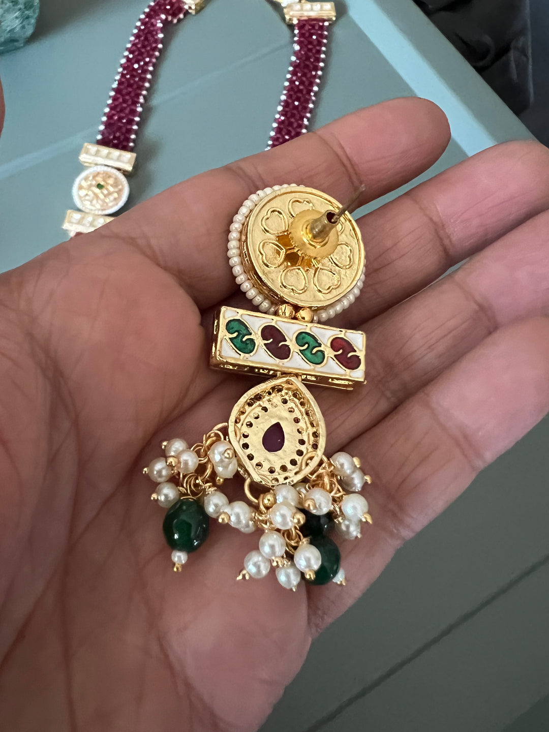 Beautiful Kundan Pendant Long Necklace with Earrings