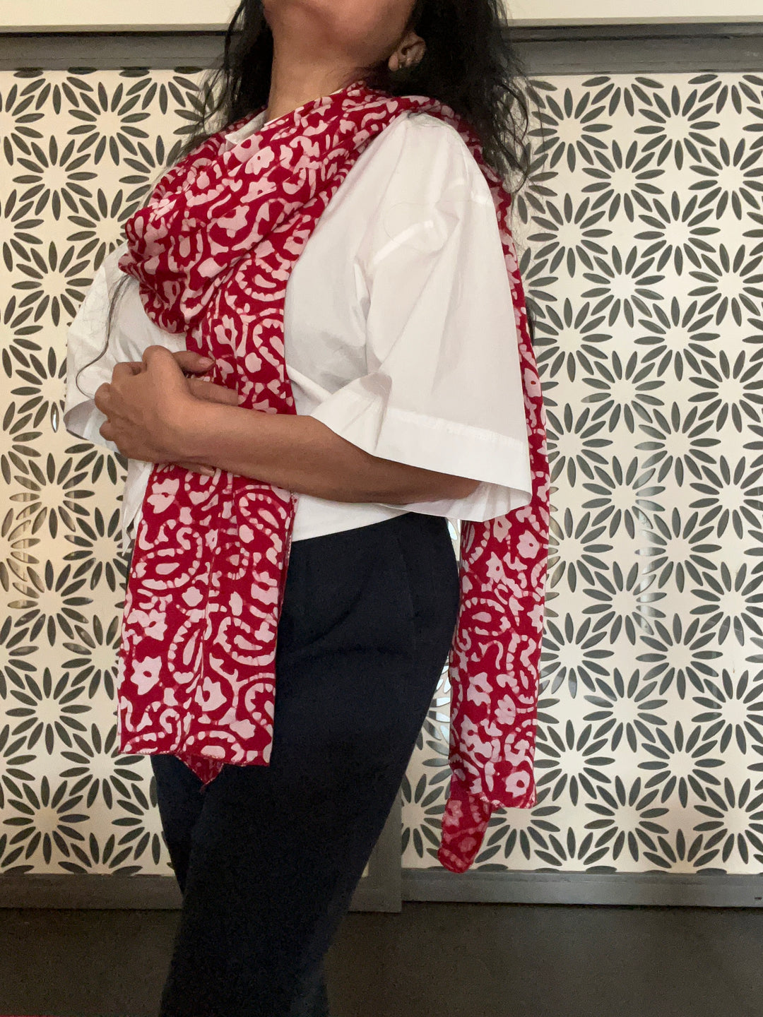 Shivka Modal Silk Batik Print Stole