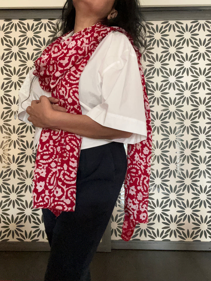 Shivka Modal Silk Batik Print Stole