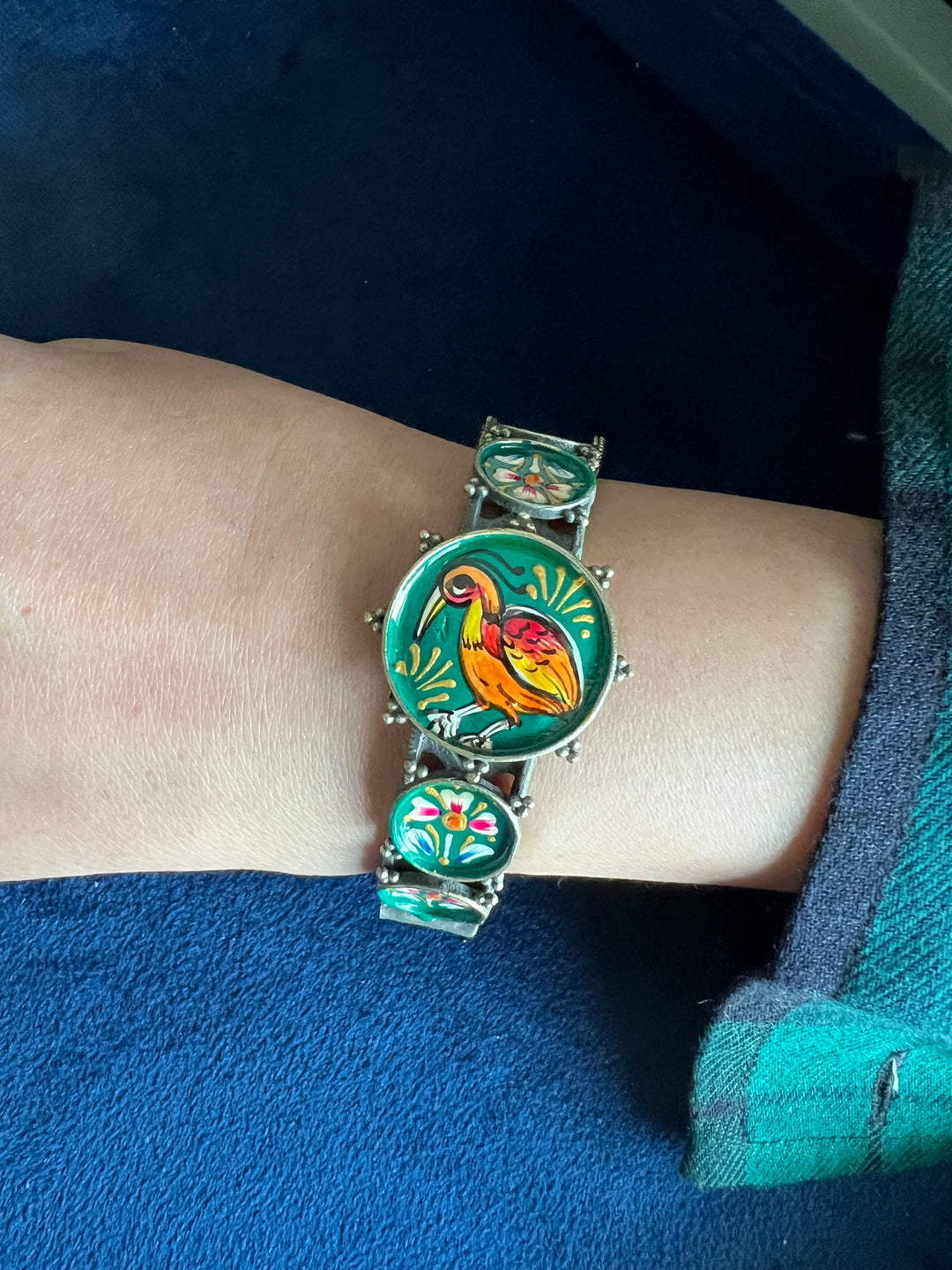 Antique Handpainted Bird Bangle