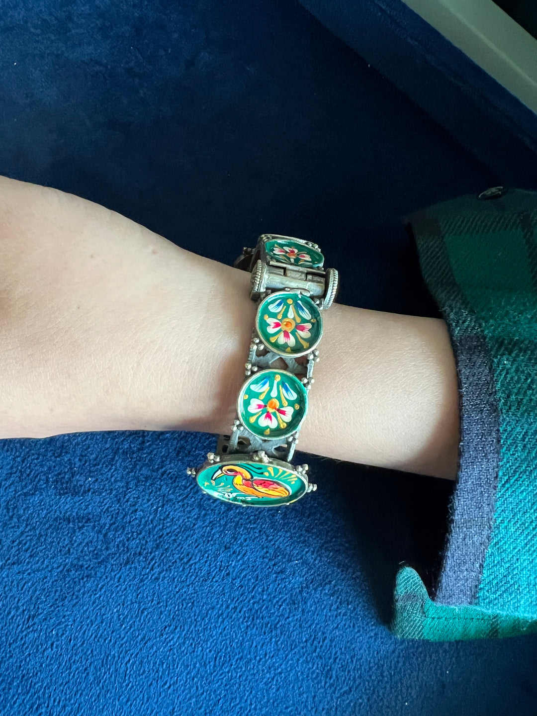 Antique Handpainted Bird Bangle