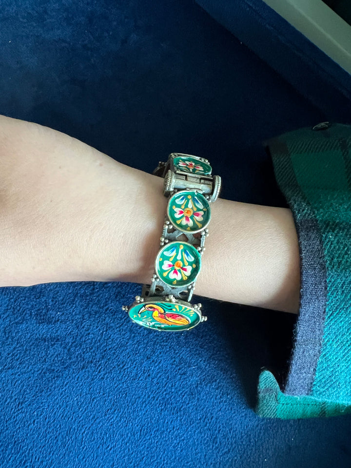 Antique Handpainted Bird Bangle