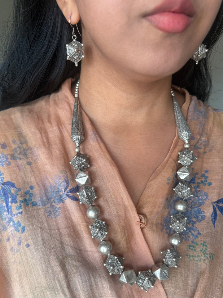 Handmade 925 Antique Sahiba Necklace Set | SHIVKA