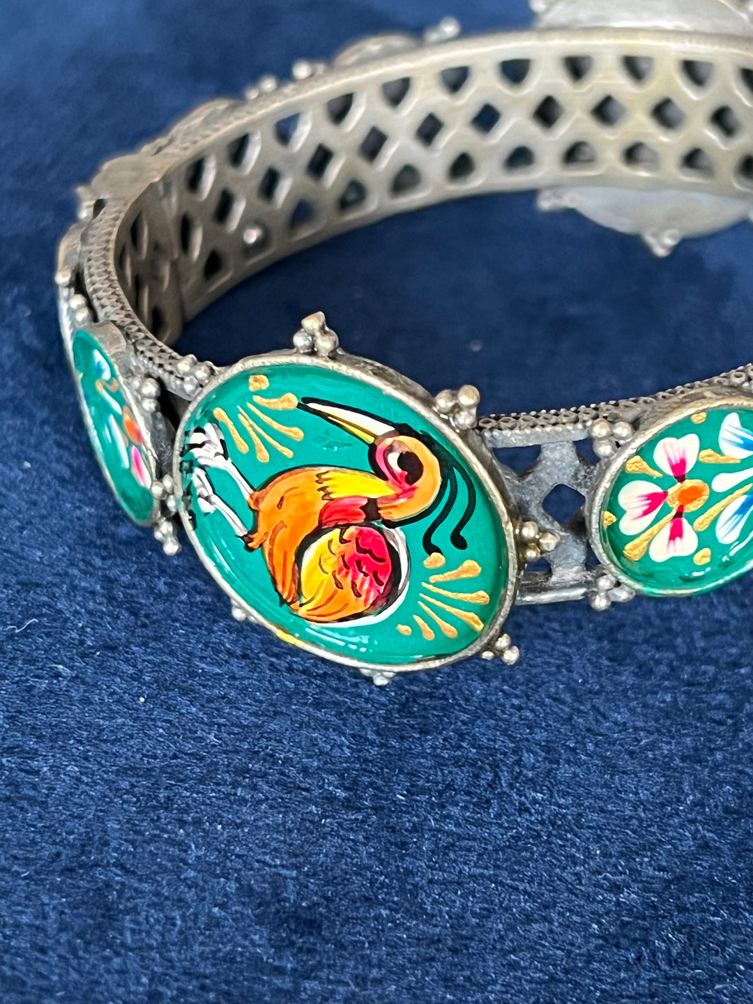 Antique Handpainted Bird Bangle