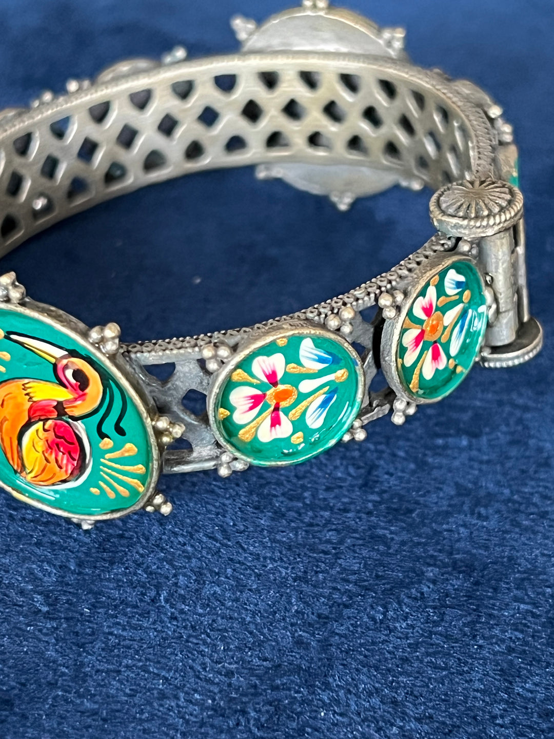 Antique Handpainted Bird Bangle