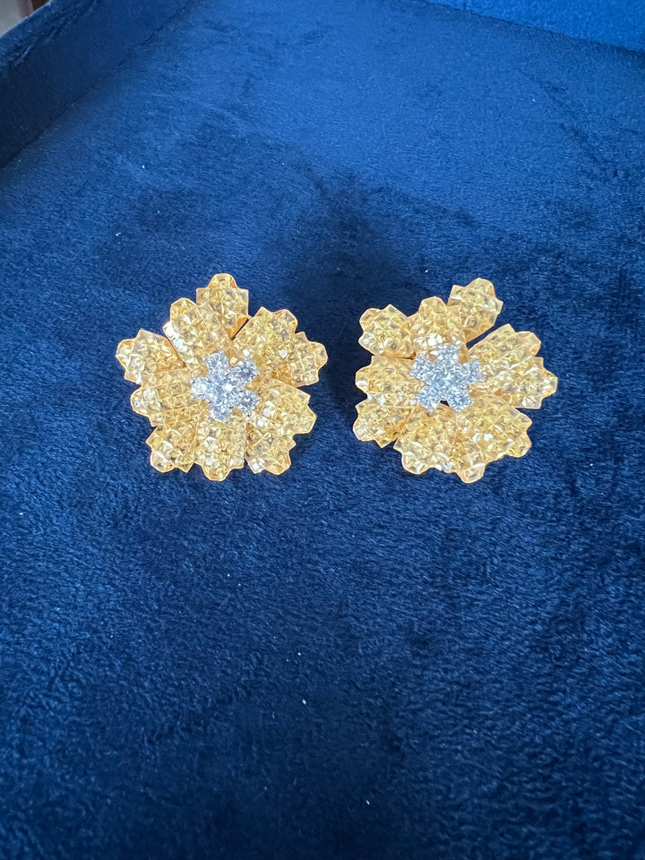CZ Flower Stud Earrings