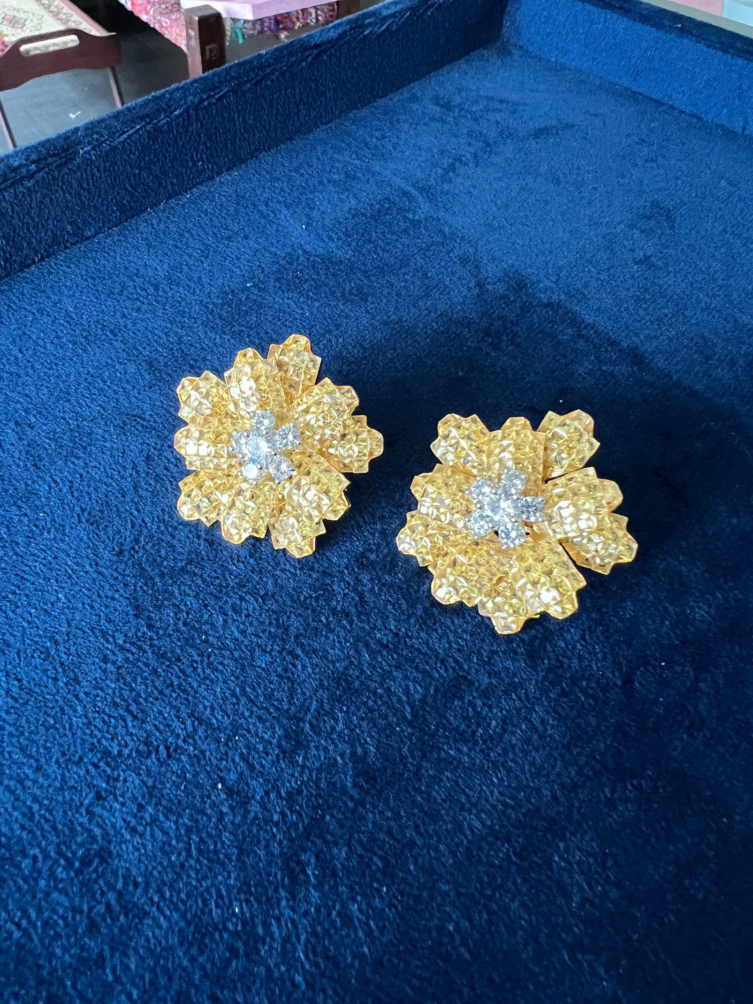 CZ Flower Stud Earrings