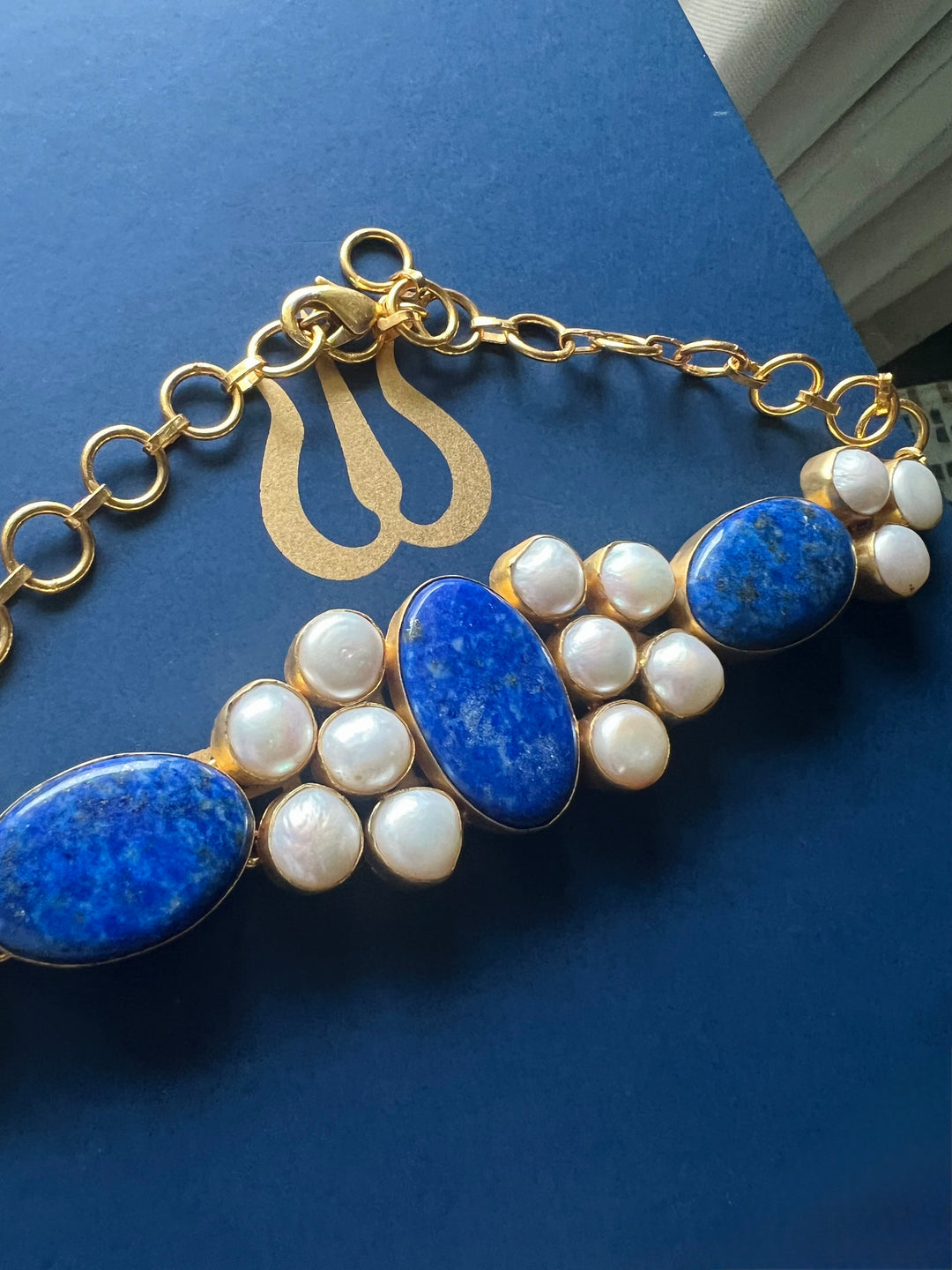 Statement Lapis Lazuli and Pearls Stone Choker