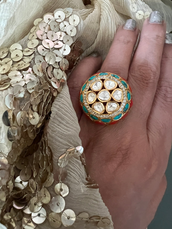 Elegant Kundan Wedding Ring - A Touch of Timeless Beauty