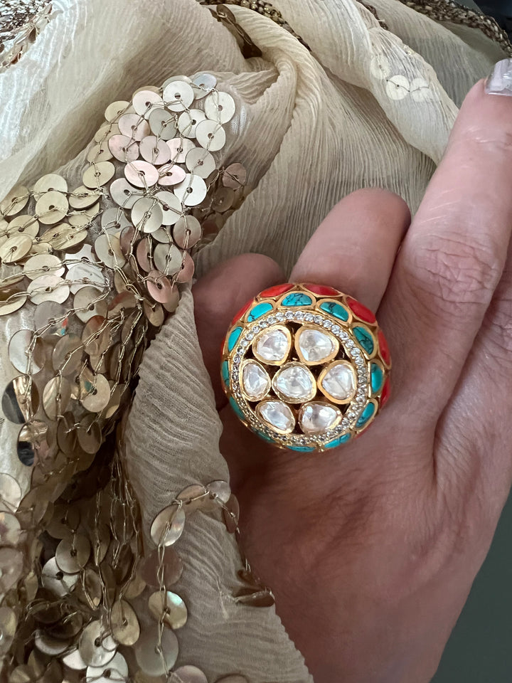 Elegant Kundan Wedding Ring - A Touch of Timeless Beauty