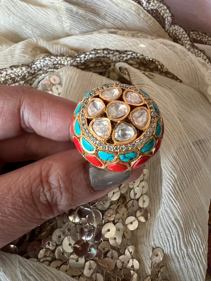 Elegant Kundan Wedding Ring - A Touch of Timeless Beauty