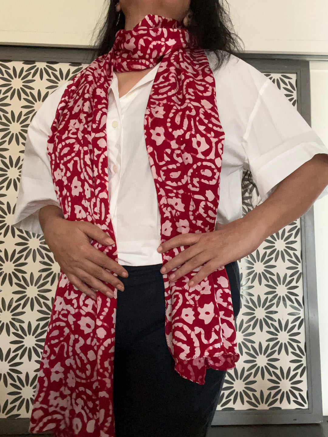 Shivka Modal Silk Batik Print Stole