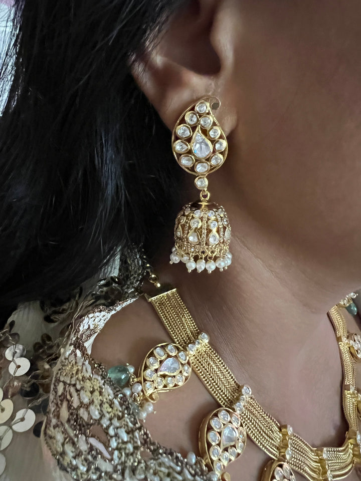 Beautiful Polki 925 Silver Necklace Set