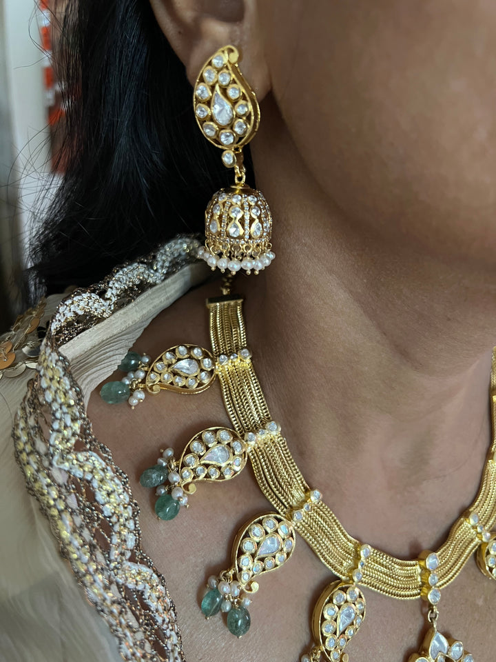 Beautiful Polki 925 Silver Necklace Set