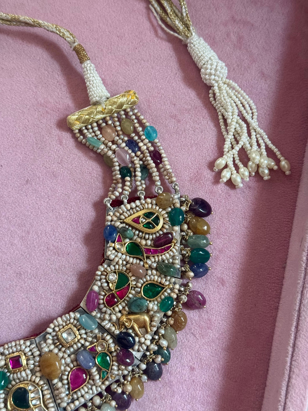 Handmade 925 Silver Nakhra Gemstone Necklace Set | SHIVKA