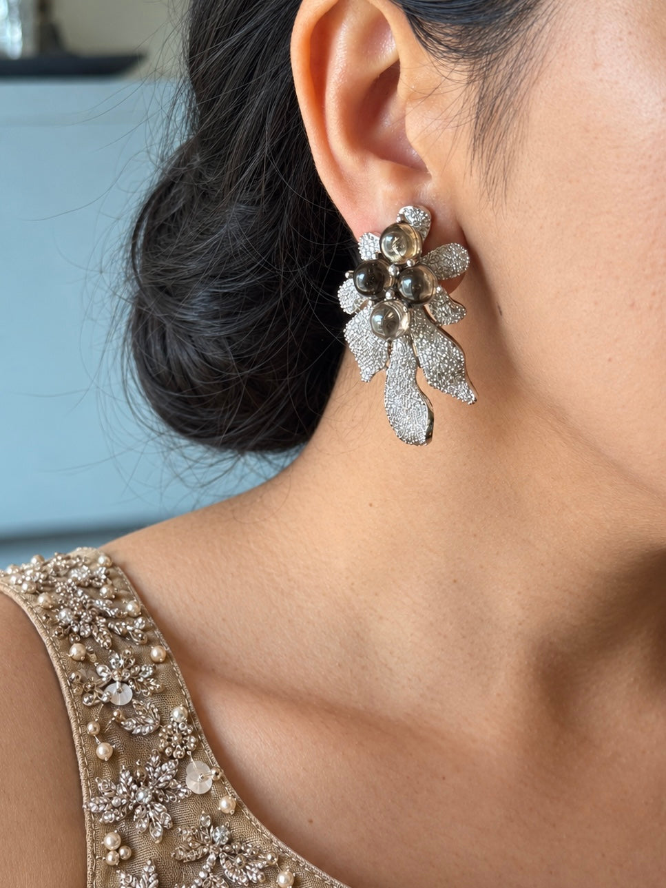 Brown Doublet Autumn Leaf Earrings