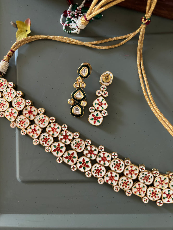 Scintillating Green Kundan Choker with Earrings