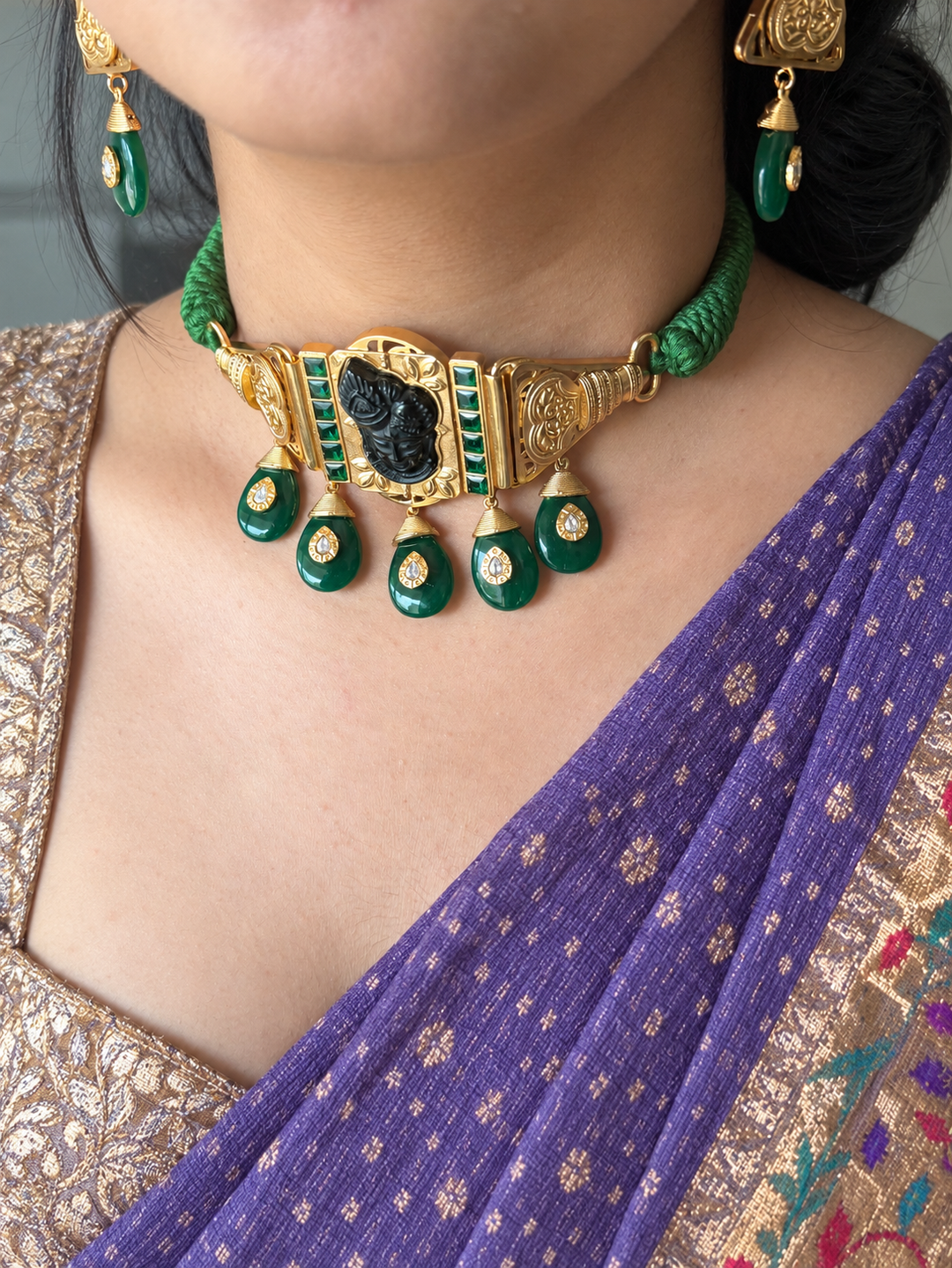 Shrinathji Temple Choker Necklace Set