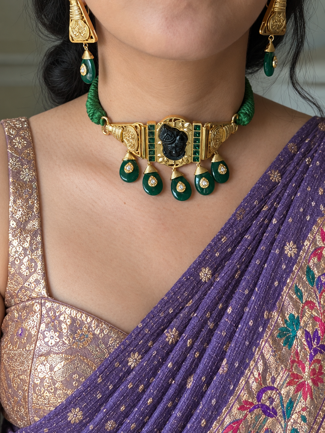 Shrinathji Temple Choker Necklace Set