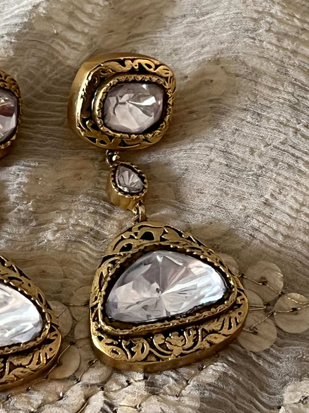 Statement Polki Kundan 925 Silver Earrings