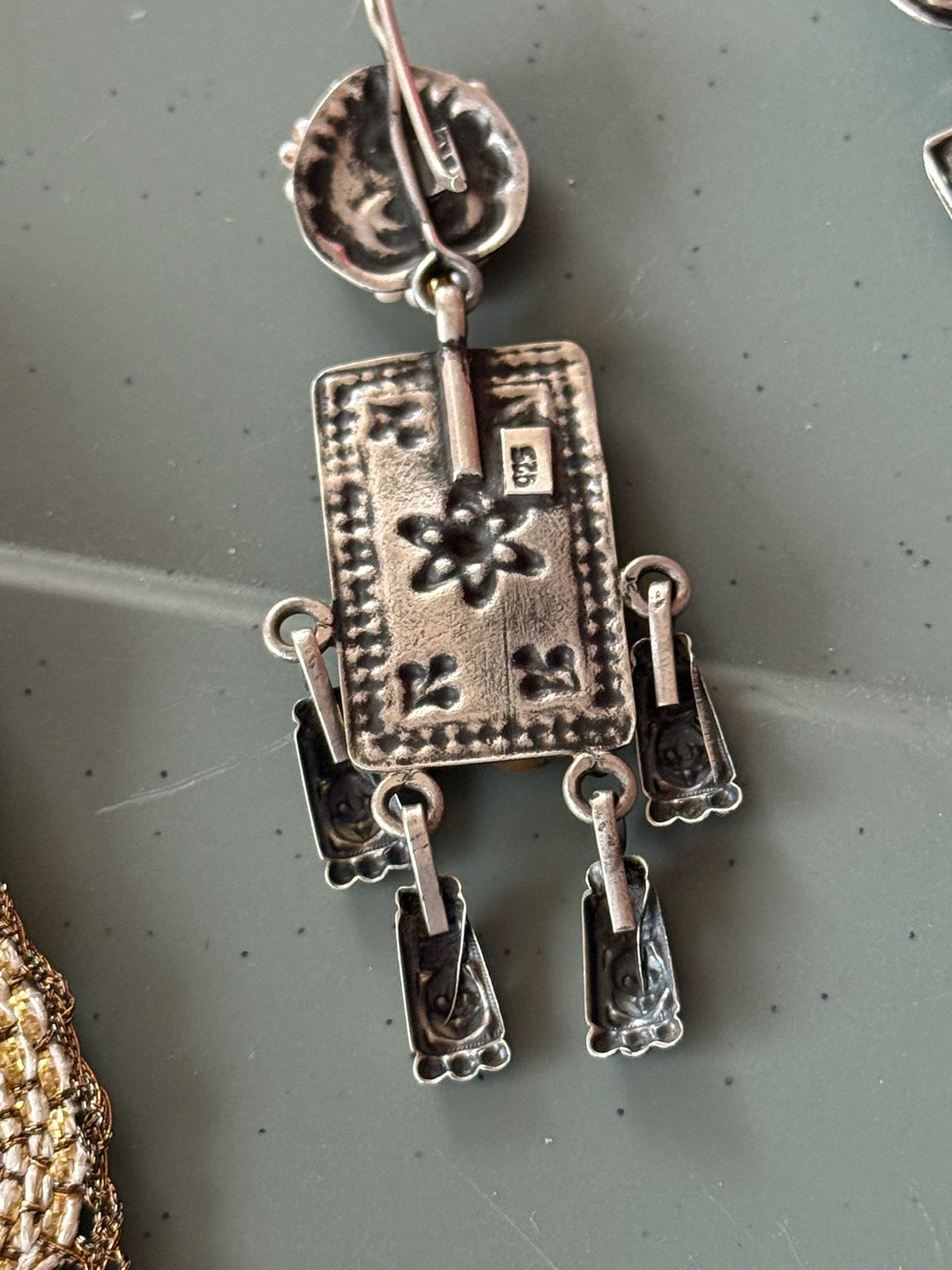 SHIVKA 925 Silver Peacock Fusion Earrings - Kundan