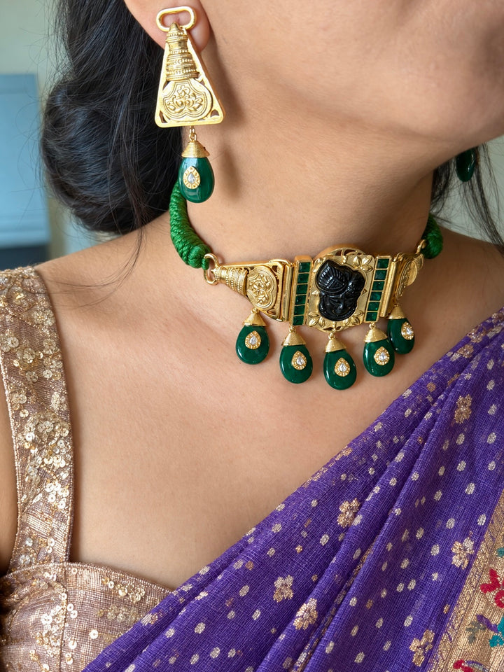 Shrinathji Temple Choker Necklace Set
