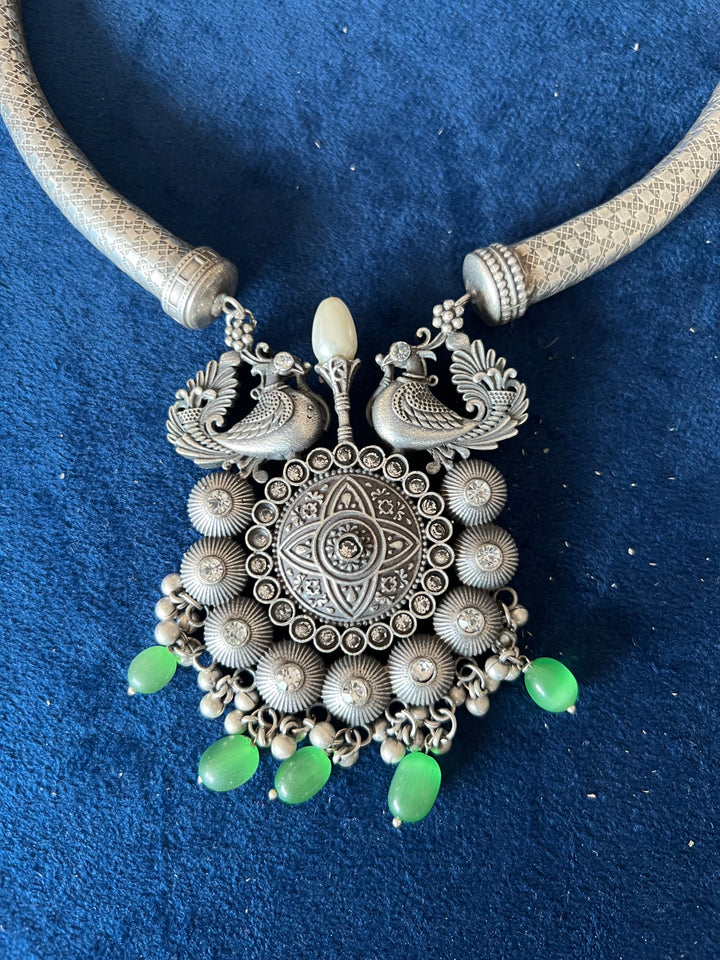 Antique Hasli Necklace with Peacock Design Earrings