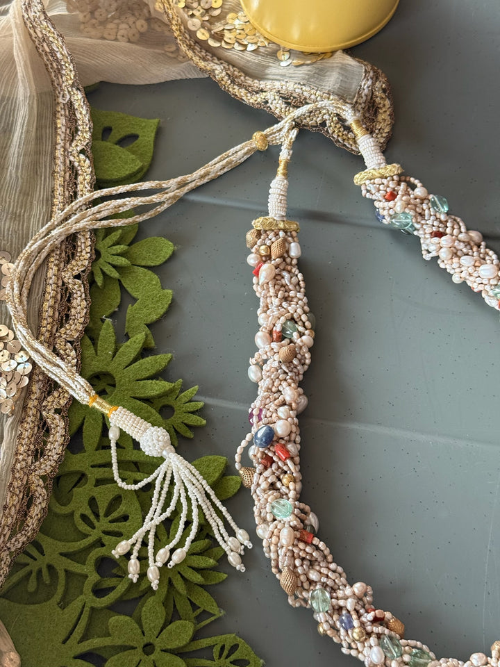 Handmade Multi-Color Real Gemstone & Pearl 925 Silver Fusion Necklace by SHIVKA