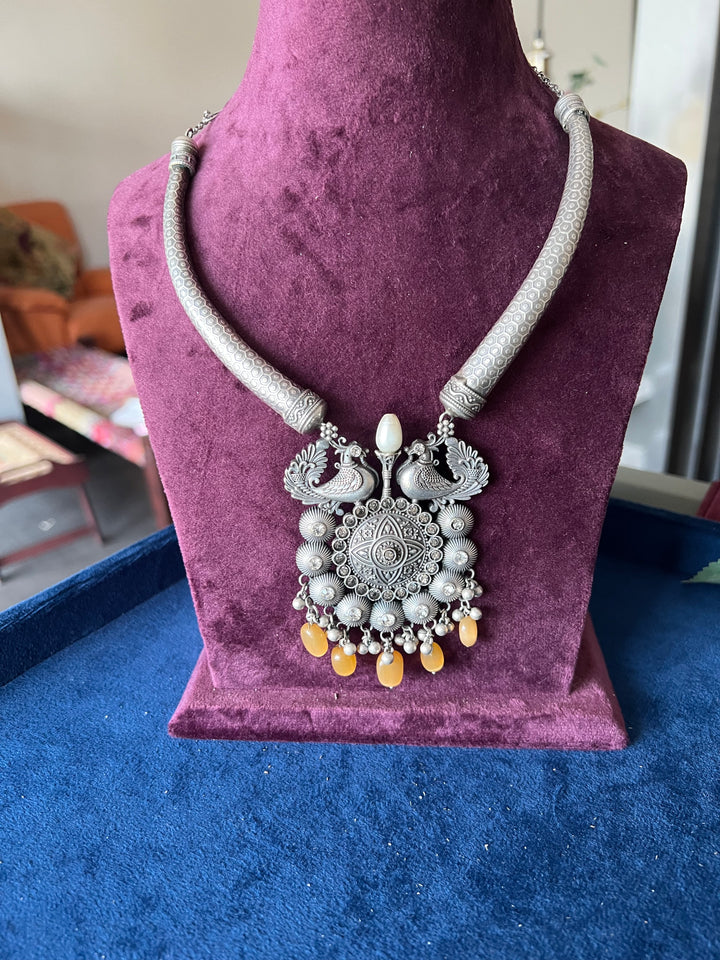 Antique Hasli Necklace with Peacock Design Earrings