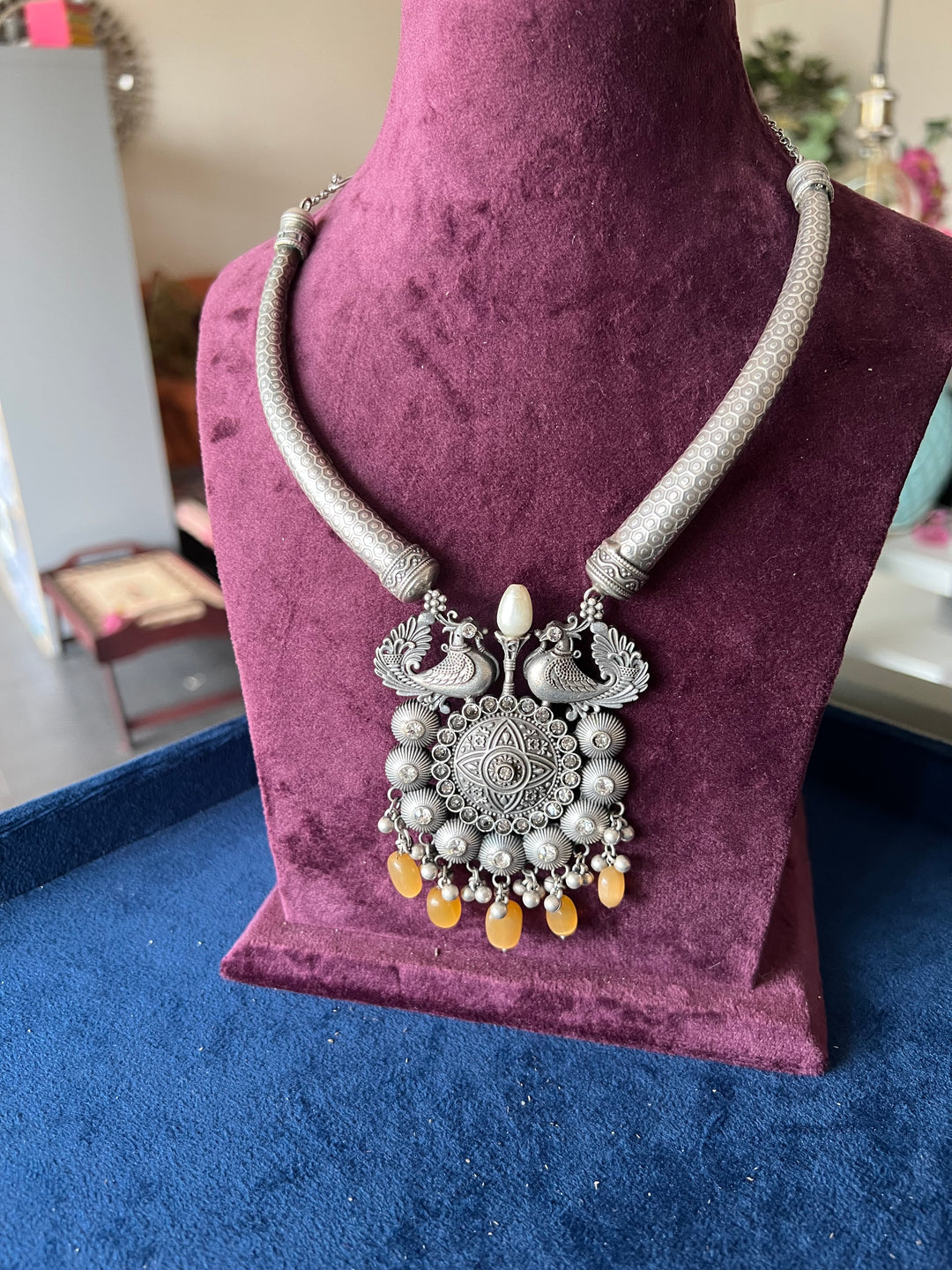 Antique Hasli Necklace with Peacock Design Earrings