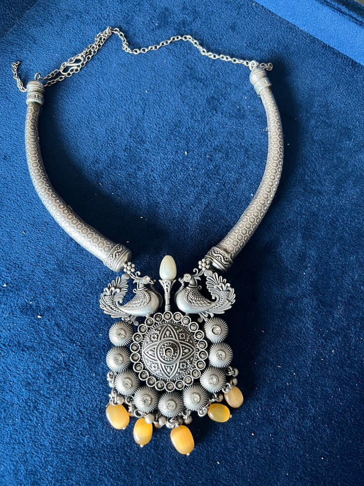 Antique Hasli Necklace with Peacock Design Earrings