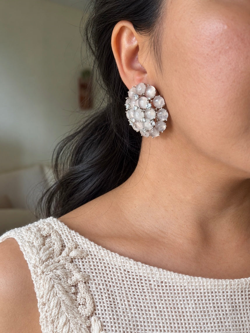 Pink Doublet Flower Stud Earrings