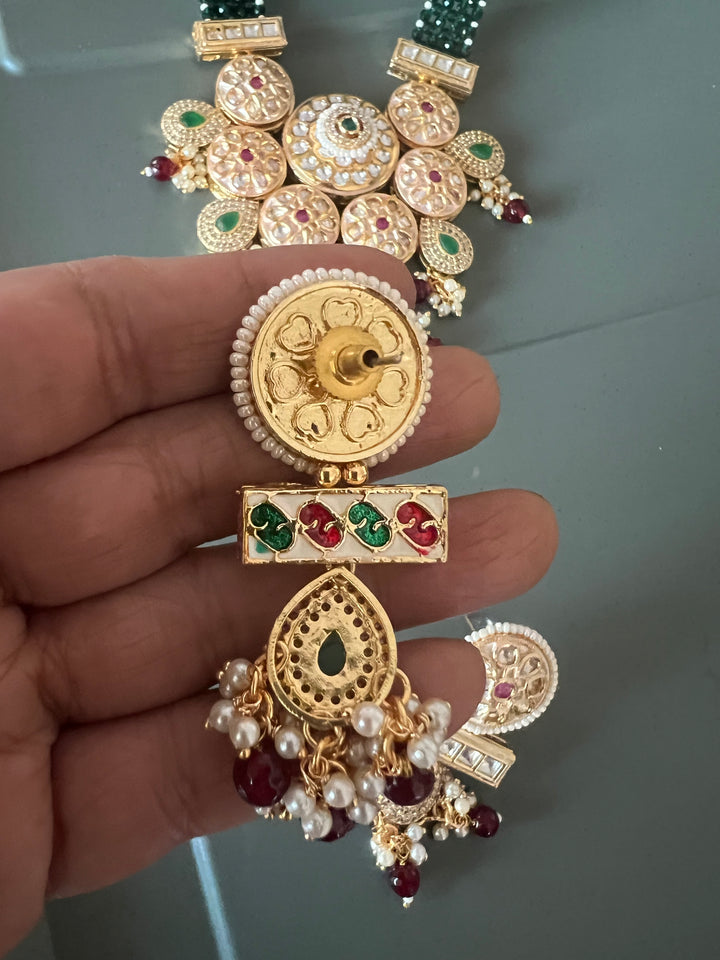 Beautiful Kundan Pendant Long Necklace with Earrings