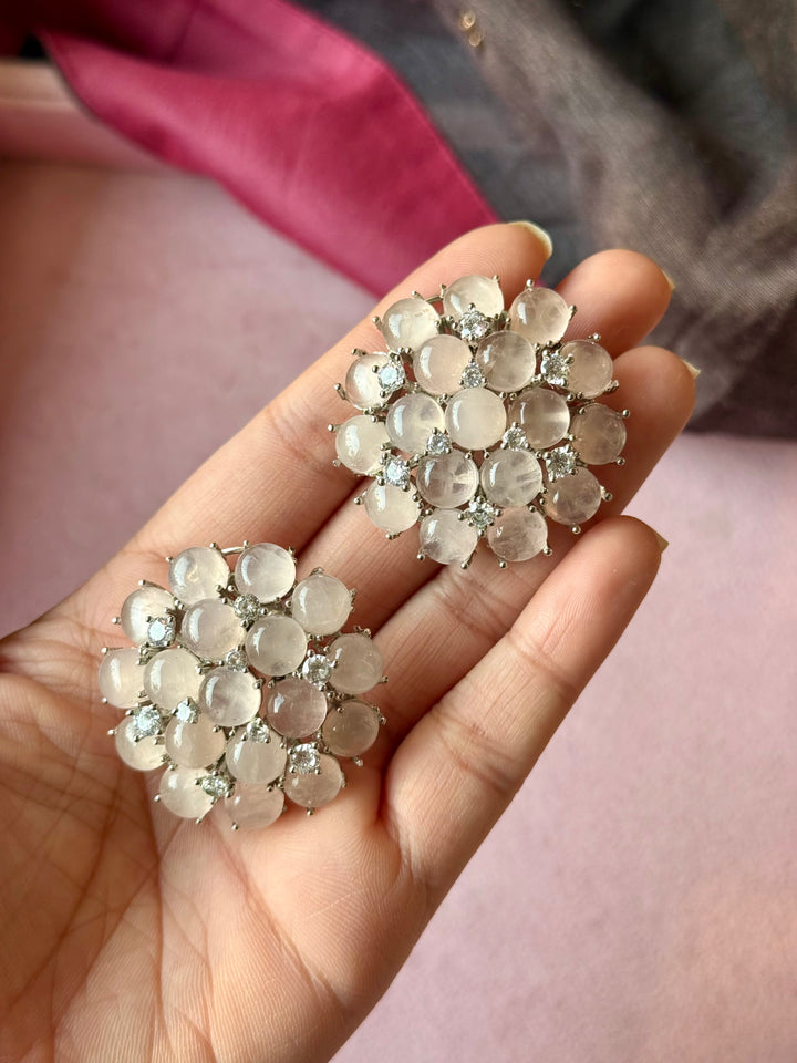 Pink Doublet Flower Stud Earrings