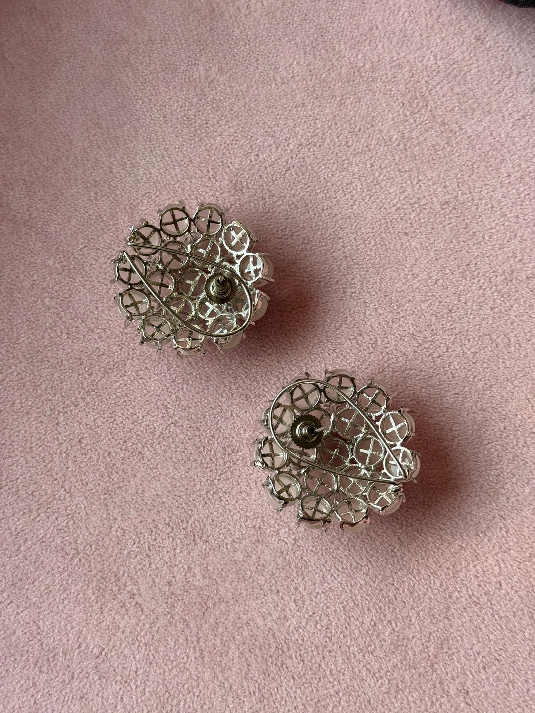 Pink Doublet Flower Stud Earrings